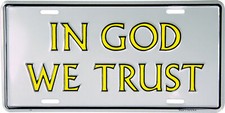 Hangtime In God we Trust Religious license plate picture