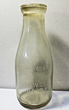 Vintage Elwell Dairy Farm 1 Qt Embossed Milk Bottle – S/MINN Triangle Mark–1900s picture