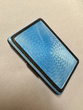 Art Deco Solid Sterling Silver Guilloché Enamel Case Compact picture