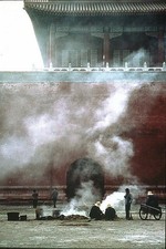 Photo:Beijing China Meridian Gate 1900s Cart Smoke Uniformed Men picture