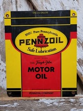 VINTAGE PENNZOIL PORCELAIN SIGN CAR GAS TRUCK MOTOR OIL AUTO SERVICE STATION 12