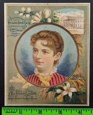 Antique 1890s Miss President Frances Cleveland First Lady Lion Coffee Trade Card picture