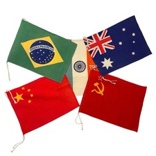 Vintage Cotton Country Flags Lot Brazil, Australia, China, India, Soviet Union picture