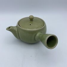 Japanese Ceramic Kyusu Teapot Blue With Side Handle Green 3” X 6” picture