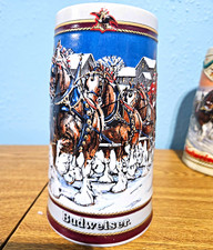 Budweiser 1989 Holiday Beer Stein Mug Clydesdale Collectors Series picture