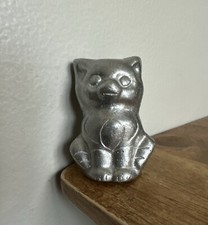 Pewter Cat Sitting Kitty Cat Metal Figurine picture