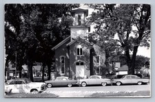 Postcard RPPC Iowa Anamosa First Baptist Church 1950s Ford & Chevrolet Cars S198 picture