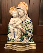 Angelo Minghetti Bologna Madonna & Child Italian Majolica Faience Pottery picture