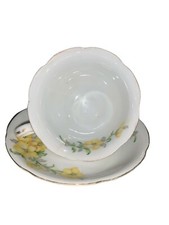 Vintage Gold Trim Footed Tea Cup  Saucer Japan Yellow Floral READ picture