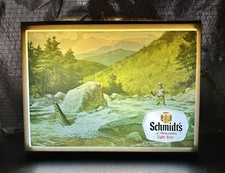 Vintage Schmidt's Of Philadelphia Lighted Transparency Sign Fly Fishing Trout picture