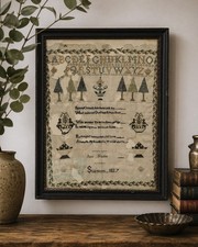 Georgian Needlework Sampler Dated 1827 – Stanion – Framed Woolwork picture