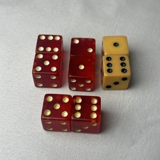 2 Vintage Cherry Red Translucent Dice Pair And 6 Other Dice 8 Total Dice picture