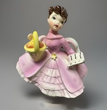 Vtg Lefton Japan September Birthday Girl Figurine Applied Flowers-BEAUTIFUL picture