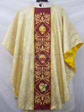 Metallic Gold Gothic Vestment  & 5 pc mass set with Three Holy Hearts Embroidery picture