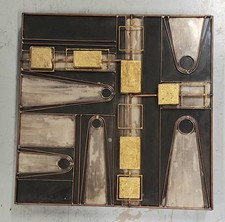 Vintage 1970's C. JERE-BRUTALIST Mixed Metal Wall Sculpture-Brass, Steel, Copper picture