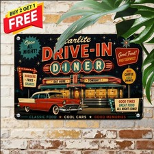 Vintage Drive-In Movie Theater Poster Metal Sign Classic Cinema Decor picture