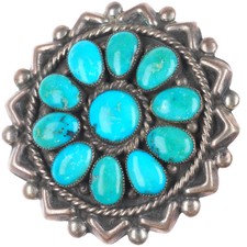 sz7 Lee & Mary Weebothee Zuni sterling silver high grade turquoise cluster ring picture