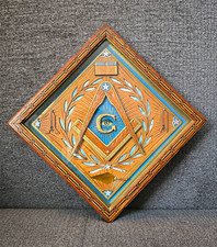 Vintage Carl J. Martenson Hand-Carved Masonic Folk Art Shadow Box picture