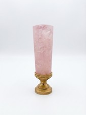 Antique Rose Quartz Wax Seal Stamp with Ornate Gilt Brass Mount picture