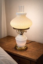 VTG Satin Milk Glass Gone With the Wind Parlor Lamp Floral Embossed Satin picture