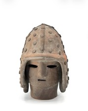 Vintage 4th Century Japanese Haniwa Warrior Terracotta Replica Figure Head picture