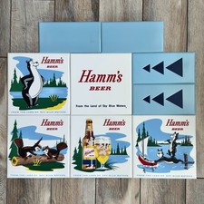 NOS 1960's Hamm's Beer Lakeside Plastics Tiles/ Signs Full Set 9 PC w/Box picture
