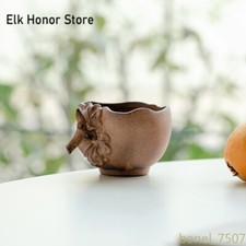 125ml Chinese Pure Hand Painted Silver Coarse Pottery Teacup Retro Originality picture