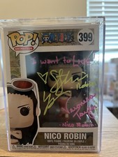 Veronica Taylor & Stephanie Young signed One Piece Nico Robin Funko Pop JSA Auth picture
