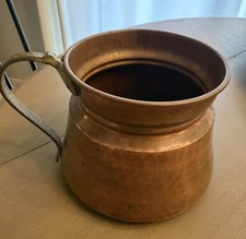 Vtg Houston International Copper Jug Hand Hammered Pot Turkey Brass Handle picture