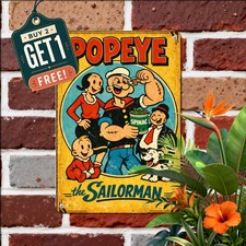 Classic Sailor Cartoon Character Metal Sign Retro Comic Room Wall Plaque 8x12 picture