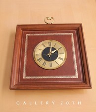 SUPERB MID CENTURY MODERN WALL CLOCK VTG WOOD DEN LIBRARY GOLD BROWN 50'S 60's picture