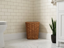 Amish Small Oval Waste Basket With Solid Oak Bottom for Office or Bathroom picture