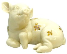 Vintage Jewel Collection Lenox Porcelain Pig Figurine Floral Accents Retired Hog picture