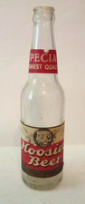 VTG HOOSIER BEER CLEAR GLASS BOTTLE PAPER LABEL Ab picture