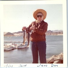 1963 Davis Dam Arizona Nevada Trout Fishing Woman Catch Marina Snapshot Photo picture