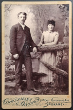 1890s Cabinet Card Photo Spokane WA Couple Grossmann & Owings Studio picture