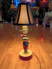 Vintage 1940s Mid-Century Japanese Kokeshi Doll Table Desk Lamp Painted Wood  picture