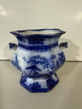 Antique Davenport Flow Blue AMOY  Sugar Bowl, 7 1/2