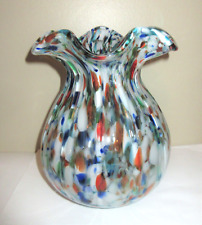 MCM Confetti Vase Ribbed Bowl Ruffled Rim Colorful 8