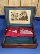Antique Victorian Writing Slope Desk Box With Quill Dip Pen And Art picture