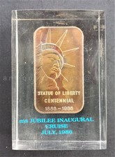1986 MS JUBILEE INAUGURAL CRUISE PAPERWEIGHT advertise STATUE LIBERTY centennial picture