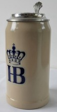 Vintage Hofbräuhaus München HB 1L Beer Stein Pewter Lid Made in Germany KS picture