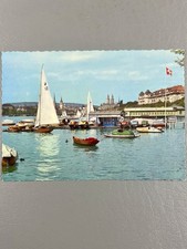 Vintage Postcard Zurich Switzerland Lake Sailboats Skyline Unposted Kiener picture