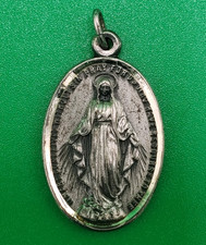 Vintage 1830 Sterling Silver O Mary Conceived Miraculous  Medal Pendant picture