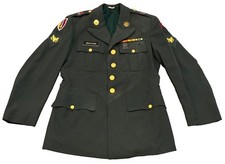 Vtg. Vietnam Era US Army Green Class A Dress Uniform Coat Named Sterling Badge picture