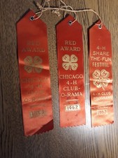 (3) Red Ribbons from 4H Chicago - Vintage - 1962 picture