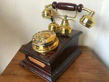 Reproduction Wooden Retro Telephone Rotary Dial Mechanical Bell Chicago Replica picture