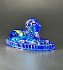 VTG Vogelsong Summit Art Blue Carnival Glass Oscar the Lion Boyd Paperweight picture