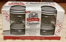 Ball Collection Elite Platinum Mason Jars 8 oz.  1/2 Pint Wide Mouth 4 Pack New picture