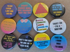 Lot of 12 Vintage 1990 Pinback Buttons 1.75 raunchy novelty retro 90 funny C picture
